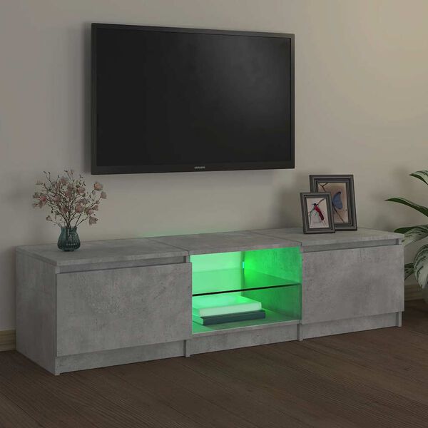 vidaXL TV-Schrank mit LED-Leuchten Betongrau 140x40x36 cm