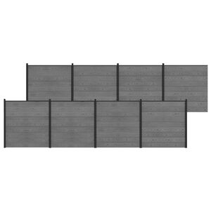 vidaXL zaunset 1391 x 186 cm WPC und Aluminium Grau