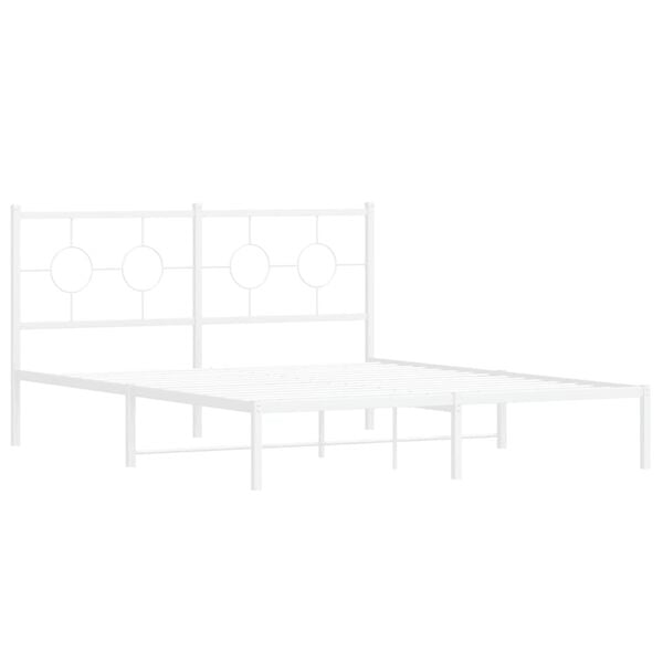 vidaXL Bettgestell mit Kopfteil Metall Wei&szlig; 160x200 cm