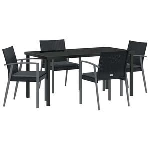vidaXL Garten Essgruppe 5 pcs Schwarz und Grau PE-Rattan