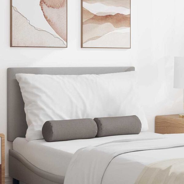 vidaXL Bolsterkissen 2 St&uuml;ck Taupe &Oslash; 15 x 40 cm Stoff