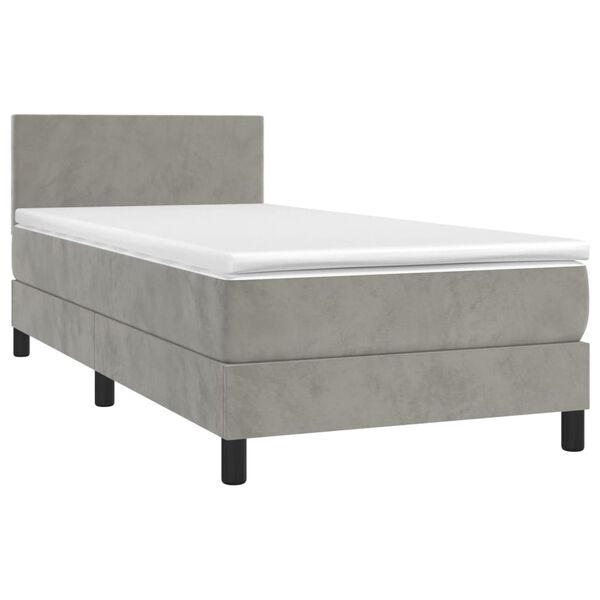 vidaXL Boxspringbett mit Matratze Hellgrau 100x200 cm Samt