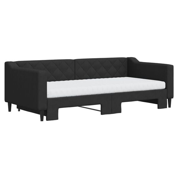 vidaXL Tagesbett Ausziehbar mit Matratzen Schwarz 90x190 cm Stoff