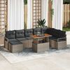 vidaXL Garten-Sofa-Set mit Speicher 9 pcs Grau Poly Rattan