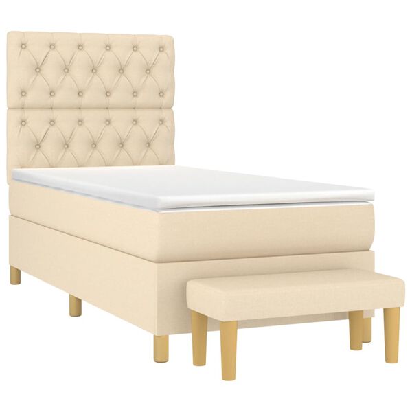 vidaXL Boxspringbett mit Matratze Creme 80x200 cm Stoff