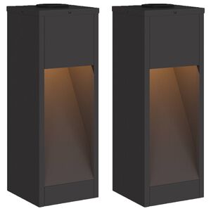 vidaXL Solar LED Wegeleuchte 2 pcs Schwarz Kalt gewalzter Stahl