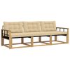 vidaXL Outdoor-Sofagarnitur mit Kissen 3 pcs Wei&szlig; und Beige