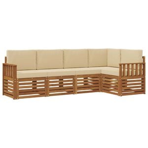 vidaXL Outdoor-Sofagarnitur 5 stk. Natur und Beige Polyester