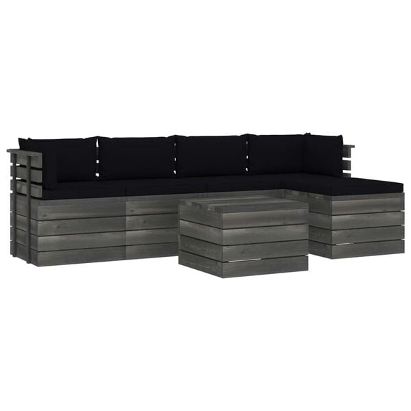 vidaXL 6-tlg. Garten-Sofagarnitur aus Paletten mit Kissen Kiefernholz