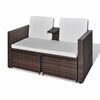 vidaXL 4-tlg. Garten-Lounge-Set mit Kissen Poly Rattan Braun