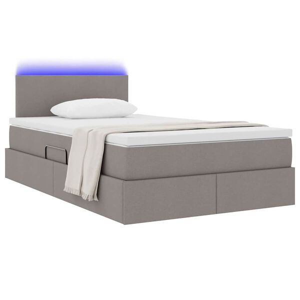 vidaXL Bett mit Stauraum und LED Taupe 120 x 200 cm Polyester