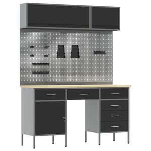 vidaXL Arbeitsschrankset mit Schubladen mit Speicher 8 stk. Schwarz