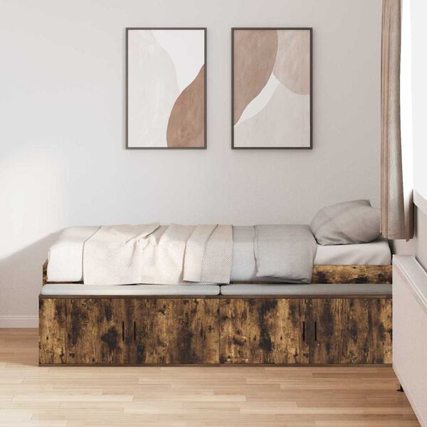 vidaXL Bettrahmen Ger&auml;ucherte Eiche 90 x 200 cm Holzwerkstoff