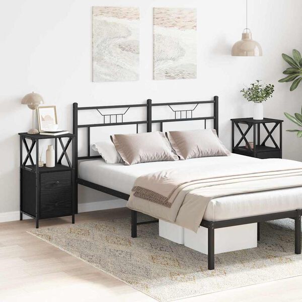 vidaXL Nachttisch 2 pcs Schwarz Eichen-Optik 34 x 35,5 x 70 cm