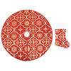 vidaXL Luxus-Weihnachtsbaumrock mit Socke Rot 122 cm Stoff