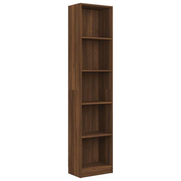 vidaXL Bücherregal 5 Fächer Braun Eiche 40x24x175 cm Holzwerkstoff