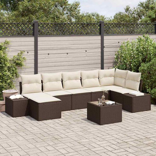vidaXL Gartensofa-set mit Kissen 8 pcs Braun Poly-Rattan
