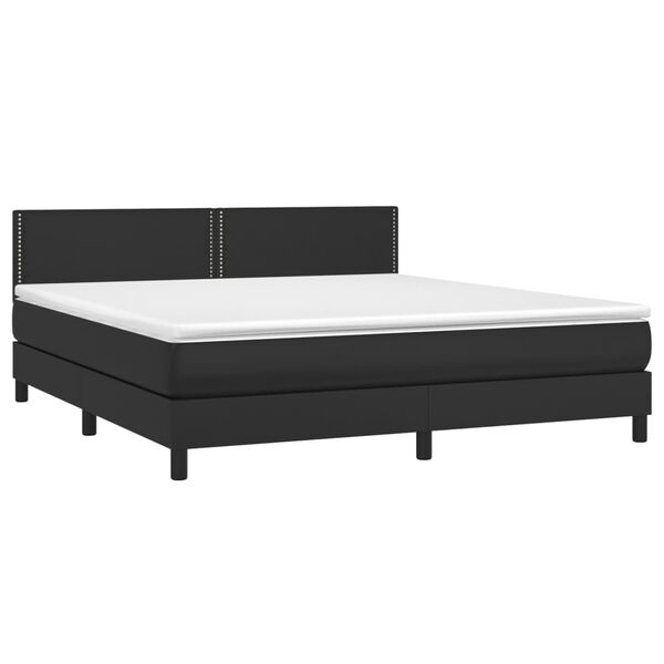 vidaXL Boxspringbett mit Matratze Schwarz 180x200 cm Kunstleder