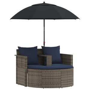 vidaXL Garten-Sofa 8 stk. Poly-Rattan Grau und Marineblau