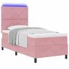 vidaXL LED Boxspringbett mit Matratze Rosa 90 x 190 cm Stoff
