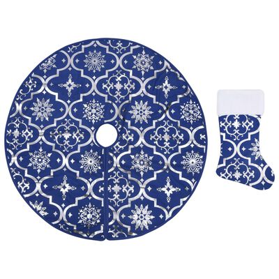 vidaXL Luxus-Weihnachtsbaumdecke mit Socke Blau 150 cm Stoff