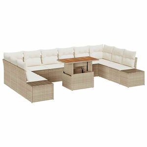 vidaXL Garten-Sofa-Set mit Speicher 11 pcs Beige Poly Rattan