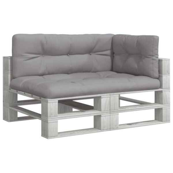 vidaXL Palettenkissen 3-tlg. Grau Stoff