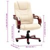 vidaXL B&uuml;rostuhl Creme Echtleder
