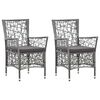 vidaXL Gartenst&uuml;hle 2 Stk. mit Auflagen Poly Rattan Grau
