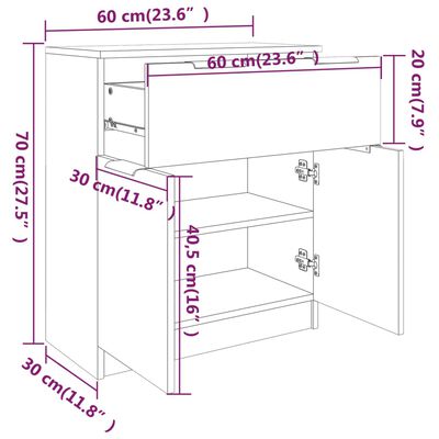 vidaXL Sideboard Betongrau 60x30x70 cm Holzwerkstoff