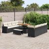 vidaXL Gartensofa-set mit Kissen 12 pcs Schwarz und Creme Poly-Rattan