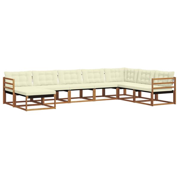 vidaXL Outdoor-Sofagarnitur 24 pcs Natur und Creme Massivholz Akazie