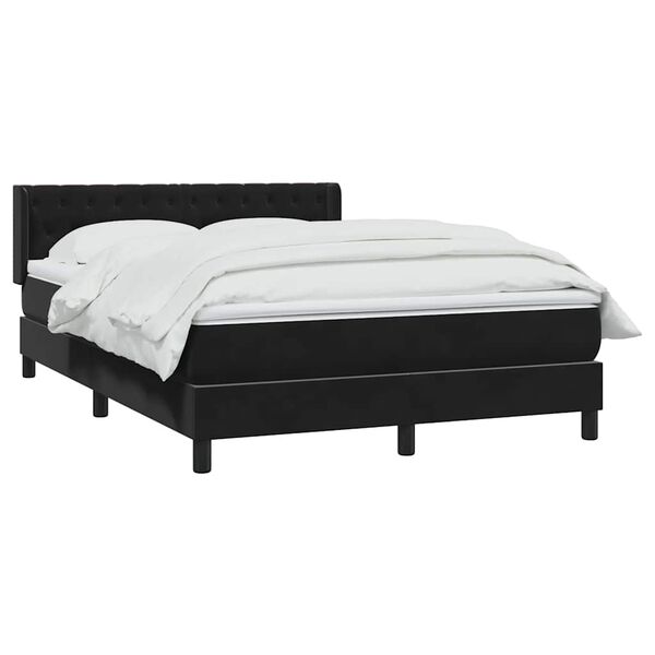 vidaXL Boxspringbett mit Matratze Schwarz 160x210 cm Samt