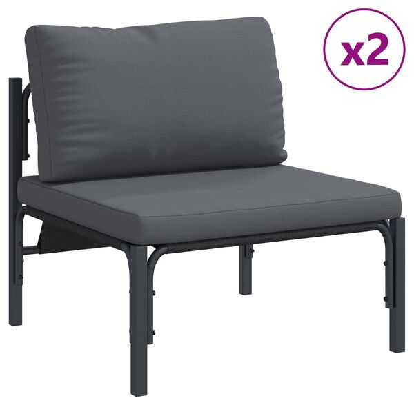 vidaXL Gartensofa-set mit Kissen 6 pcs Schwarz Stahl