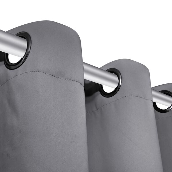 vidaXL Verdunkelungsvorh&auml;nge 2 Stk. mit Metall&ouml;sen 135 x 175 cm Grau