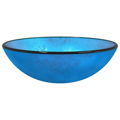 vidaXL Waschbecken Hartglas 42x14 cm Blau