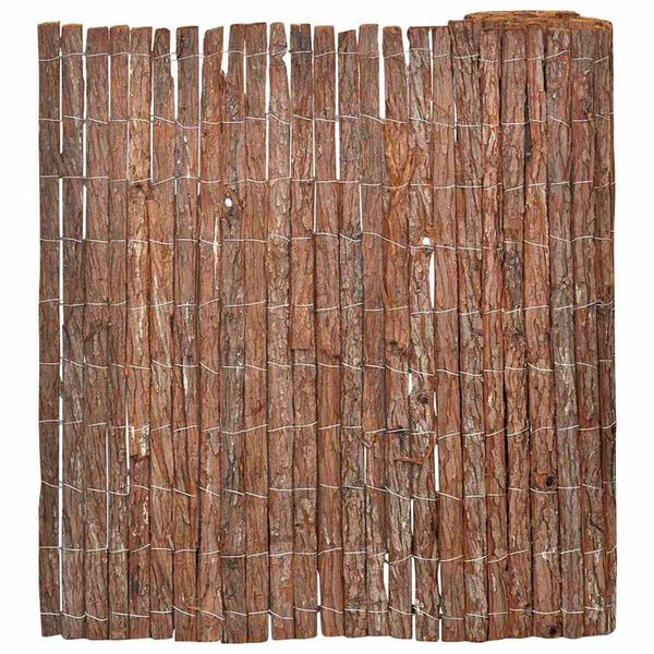 vidaXL Rindenzaun Natur 100 x 600 cm Rinde