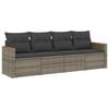 vidaXL 4-tlg. Garten-Sofagarnitur mit Kissen Grau Poly Rattan
