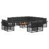 vidaXL Outdoor-Sofagarnitur 14 pcs Schwarz und Dunkelgrau Polyester