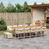 vidaXL 15-tlg. Garten-Essgruppe mit Kissen Beige Poly Rattan