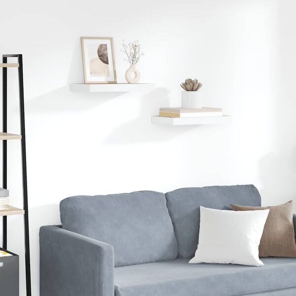 vidaXL Schweberegale 2 Stk. Eichen-Optik und Wei&szlig; 40x23x3,8 cm MDF