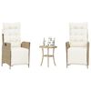 vidaXL 3-tlg. Bistro-Set mit Kissen Beige Poly Rattan