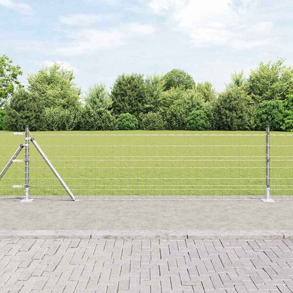 vidaXL Zaun mit Pfosten Silber 0,4 x 50 m Stahl