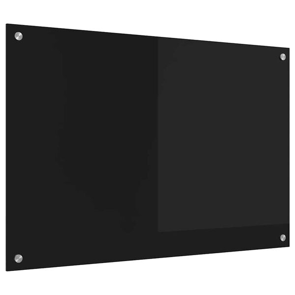 vidaXL Küchenrückwand Schwarz 90 x 60 cm Gehärtetes Glas