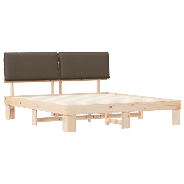 vidaXL Bettgestell mit gepolstertem Kopfteil Taupe 180 x 200 cm