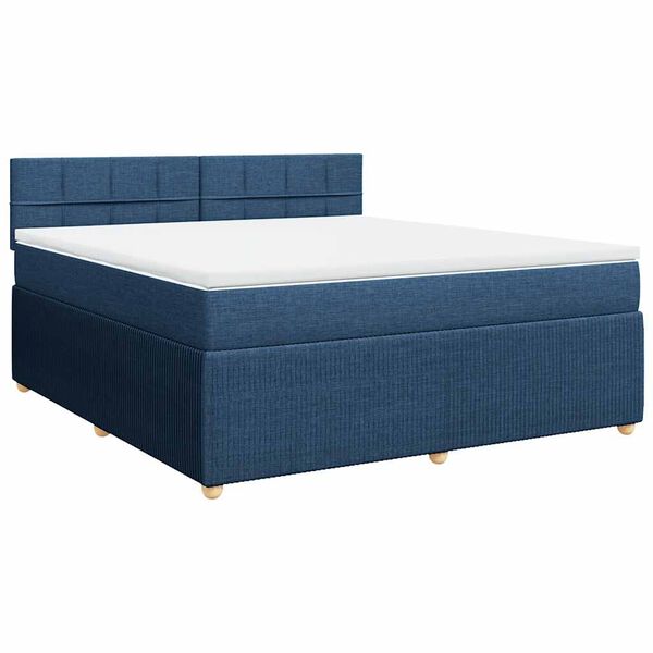 vidaXL Boxspringbett mit Matratze Blau 180x200 cm Stoff