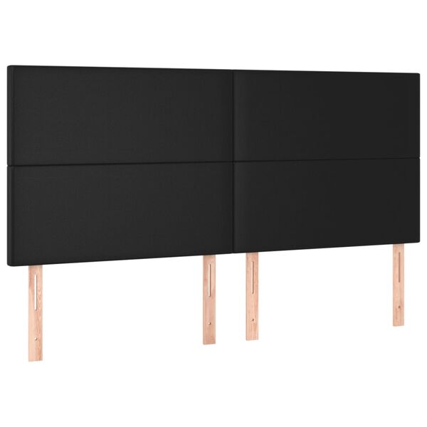 vidaXL LED Kopfteil Schwarz 160x5x118/128 cm Kunstleder