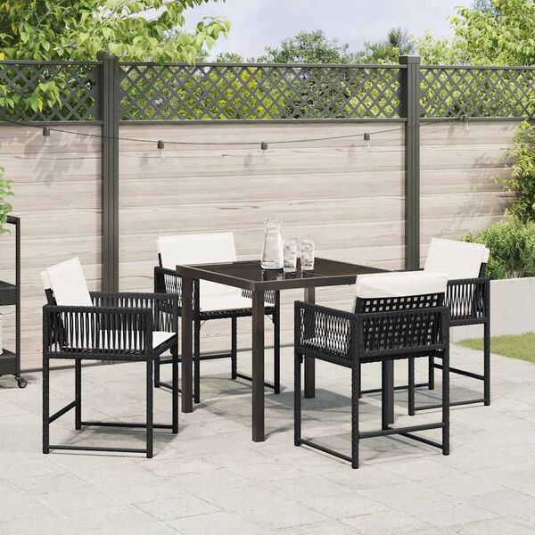 vidaXL Garten Essgruppe 5 pcs Schwarz Poly-Rattan