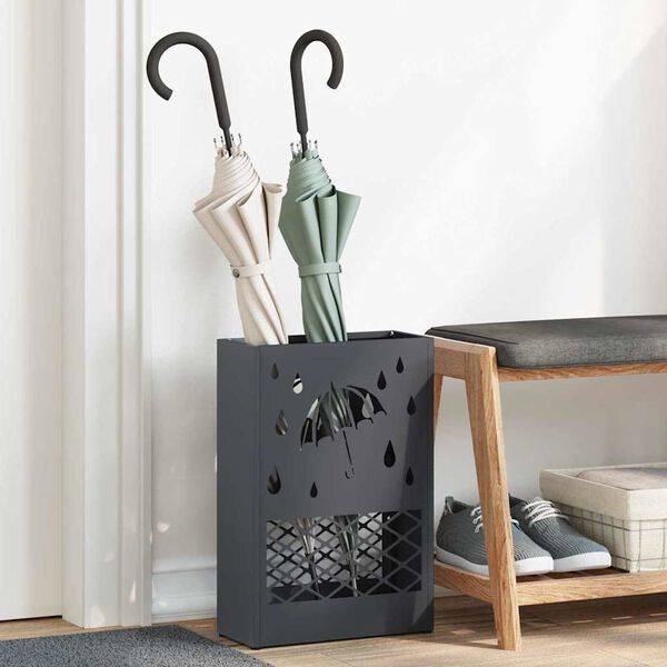 vidaXL Sonnenschirmhalter mit Speicher Anthrazit 28 x 12 x 41 cm Stahl