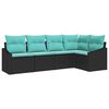 vidaXL Sofa Set mit Kissen 5 pcs Schwarz Poly-Rattan